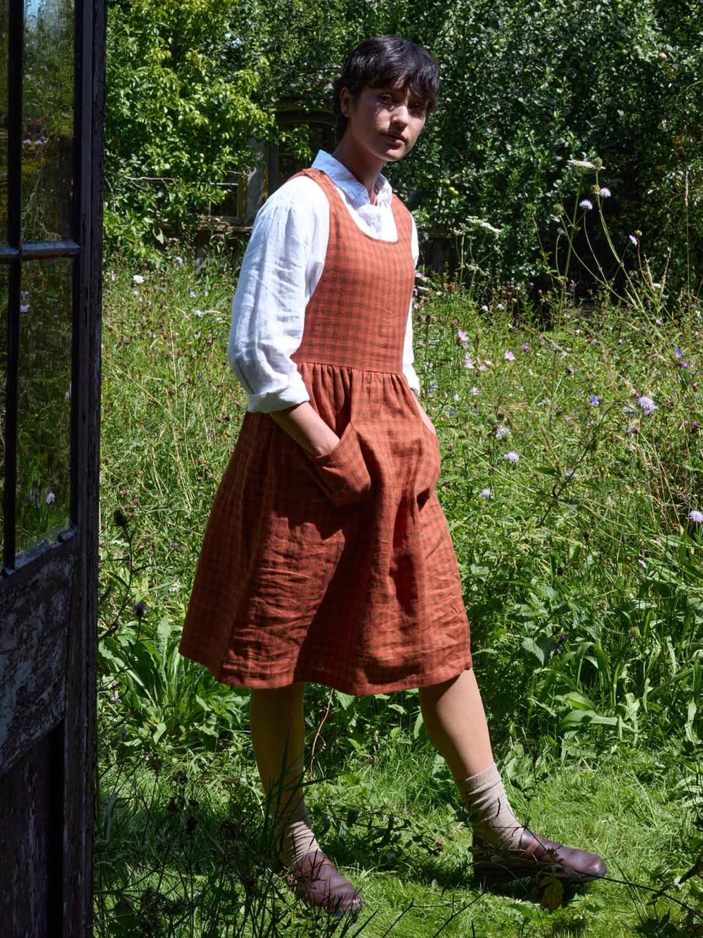 XS Pyne & Smith Ginger Check Pinafore Dress